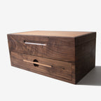 Black Walnut Watch Box with Oak Drawer - 12 to 16 Watch Compartments