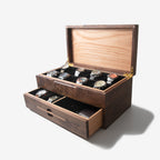Black Walnut Watch Box with Oak Drawer - 12 to 16 Watch Compartments
