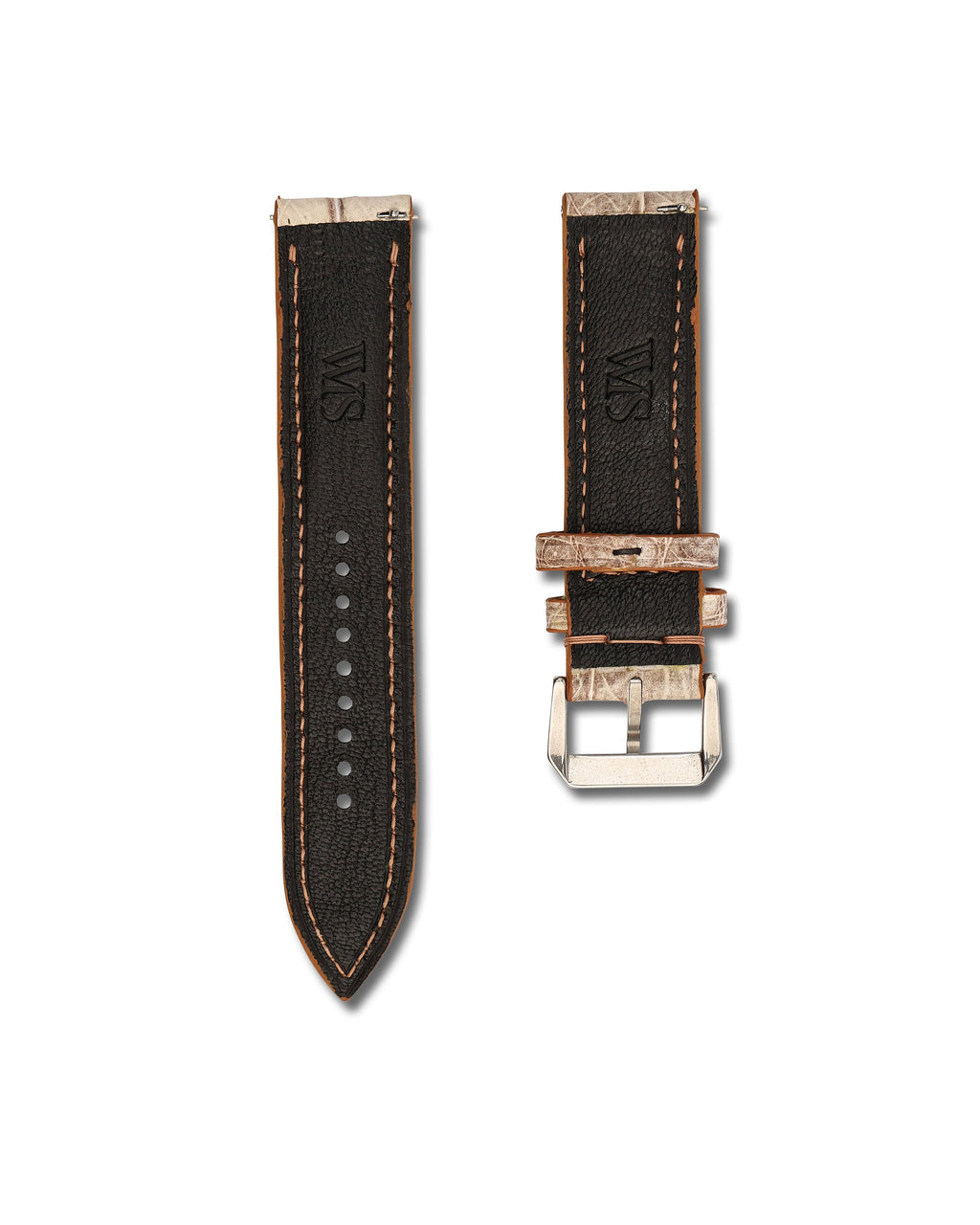 Desert Vein White Alligator Leather Watch Strap 24mm