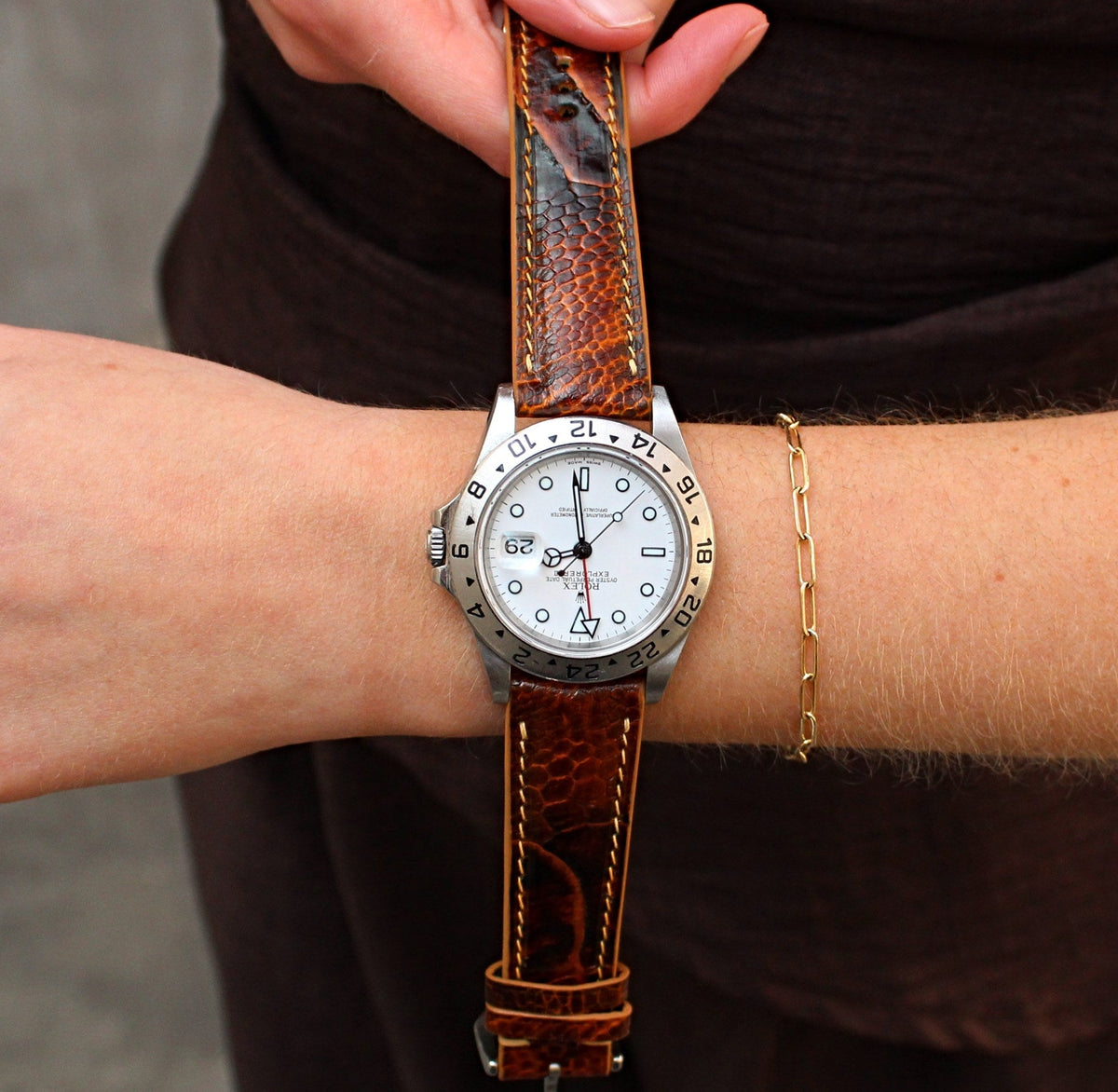 Tiger's Eye Bespoke Ostrich Shin Leather Watch Strap 21mm