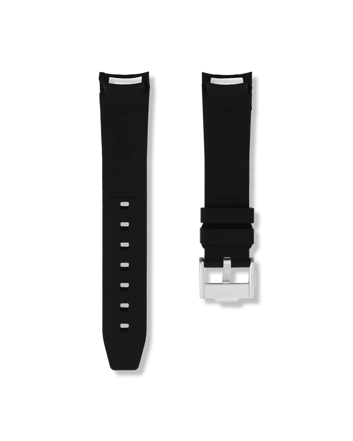 Tuxedo Black Curved Rubber Strap 20mm