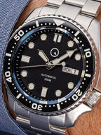 Islander Automatic Dive Watch with Solid-Link Bracelet, AR Sapphire Crystal, and Luminous Ceramic Bezel Insert #ISL-02