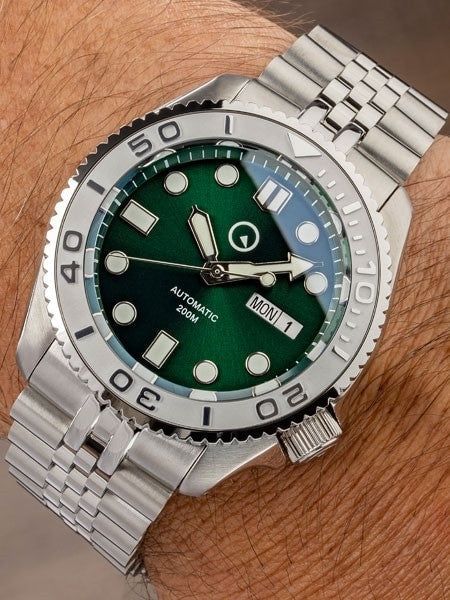 Islander Sunburst Green Dial Dive Watch with Embossed Ceramic Bezel Insert #ISL-44