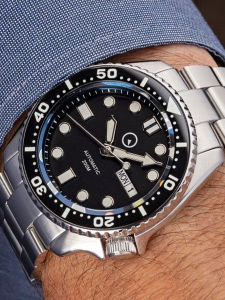 Islander Automatic Dive Watch with Solid-Link Bracelet, AR Sapphire Crystal, and Luminous Ceramic Bezel Insert #ISL-02