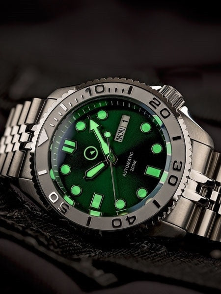 Islander Sunburst Green Dial Dive Watch with Embossed Ceramic Bezel Insert #ISL-44