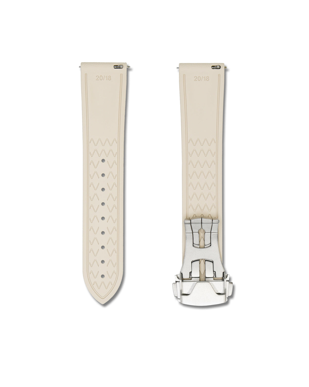 Beige Deployant Clasp Quick Release Rubber Sailcloth Strap 20mm