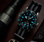 Black & Grey Striped Woven Nylon Strap 20mm