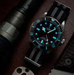 Black & Grey Striped Woven Nylon Strap 22mm