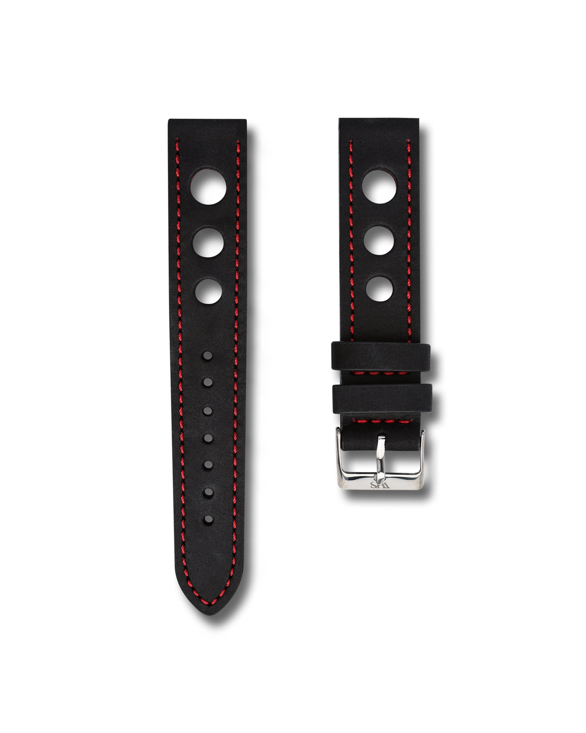 Redline Black Nubuck Leather Rally Watch Strap 22mm