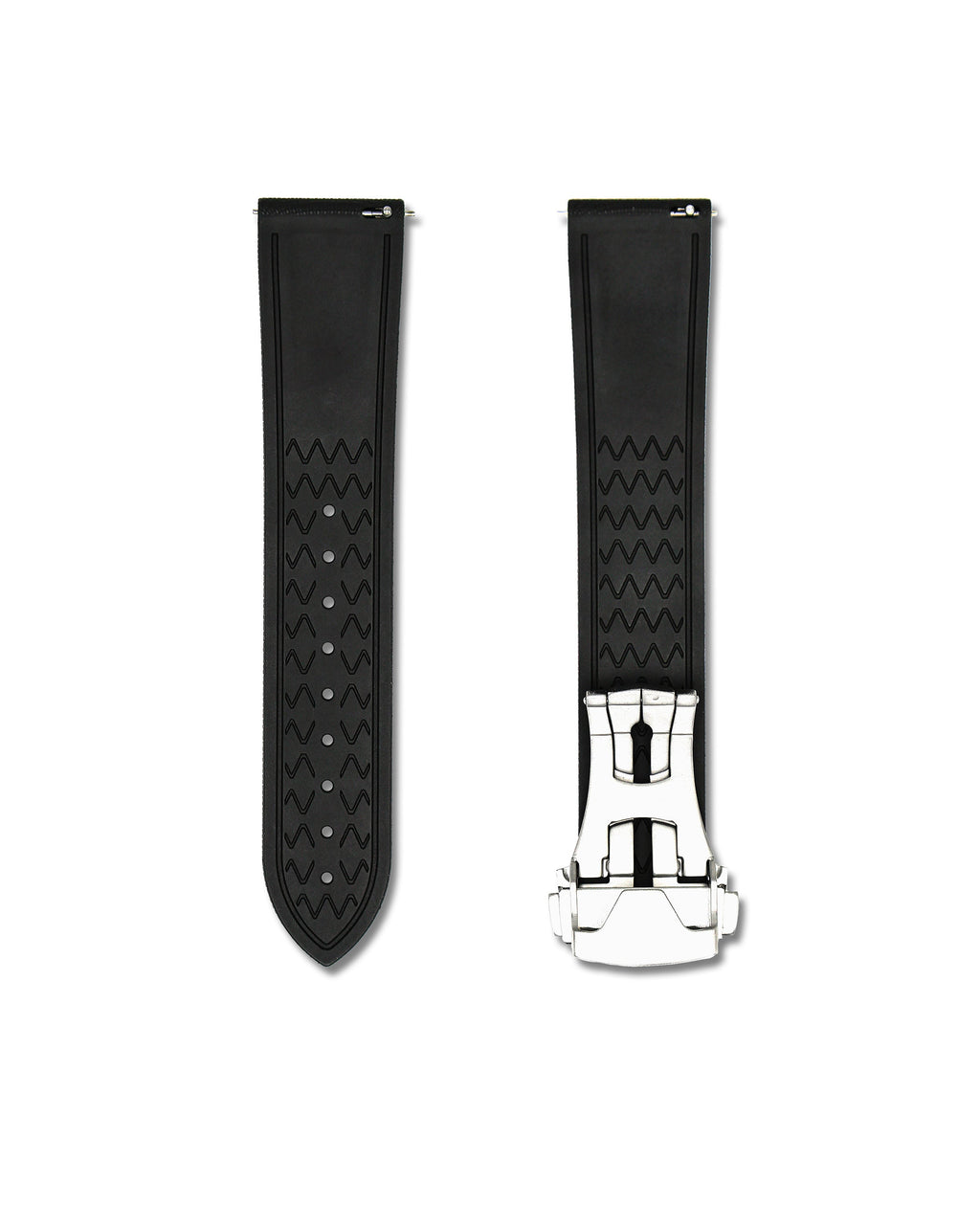 Tuxedo Black Deployant Clasp Quick Release Rubber Sailcloth Strap 21mm