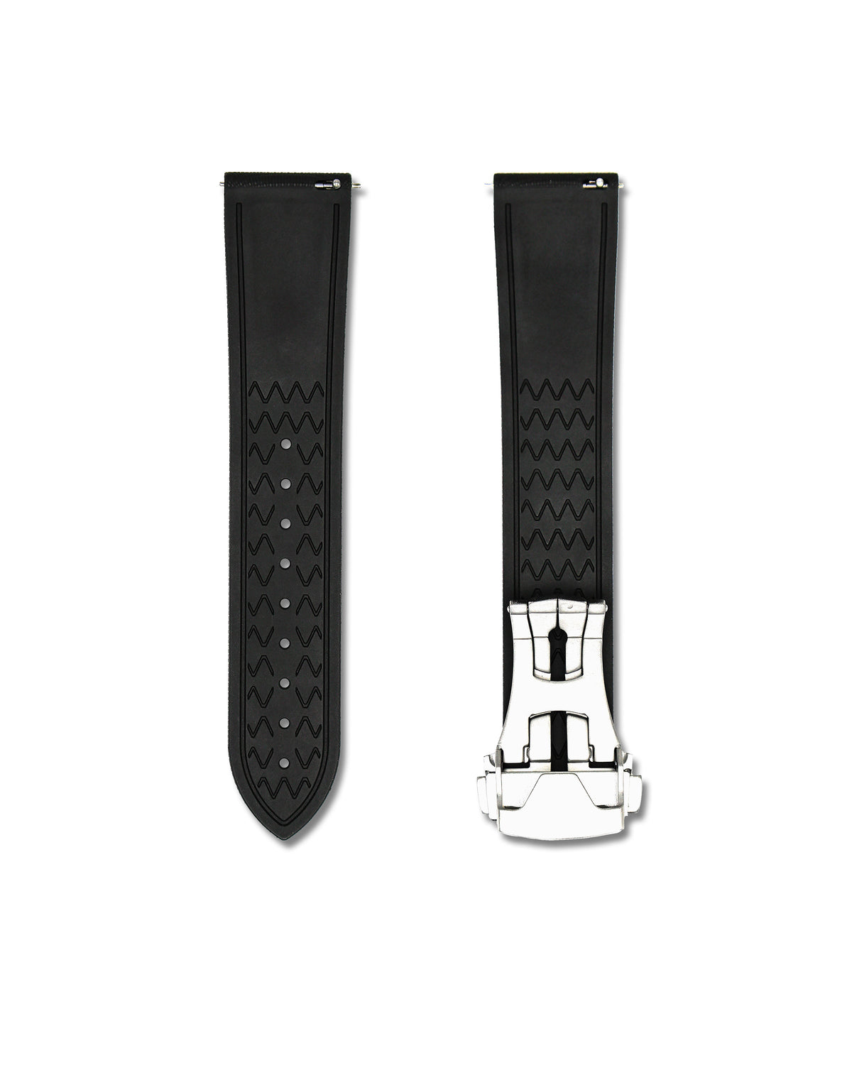 Tuxedo Black Deployant Clasp Quick Release Rubber Sailcloth Strap 19mm