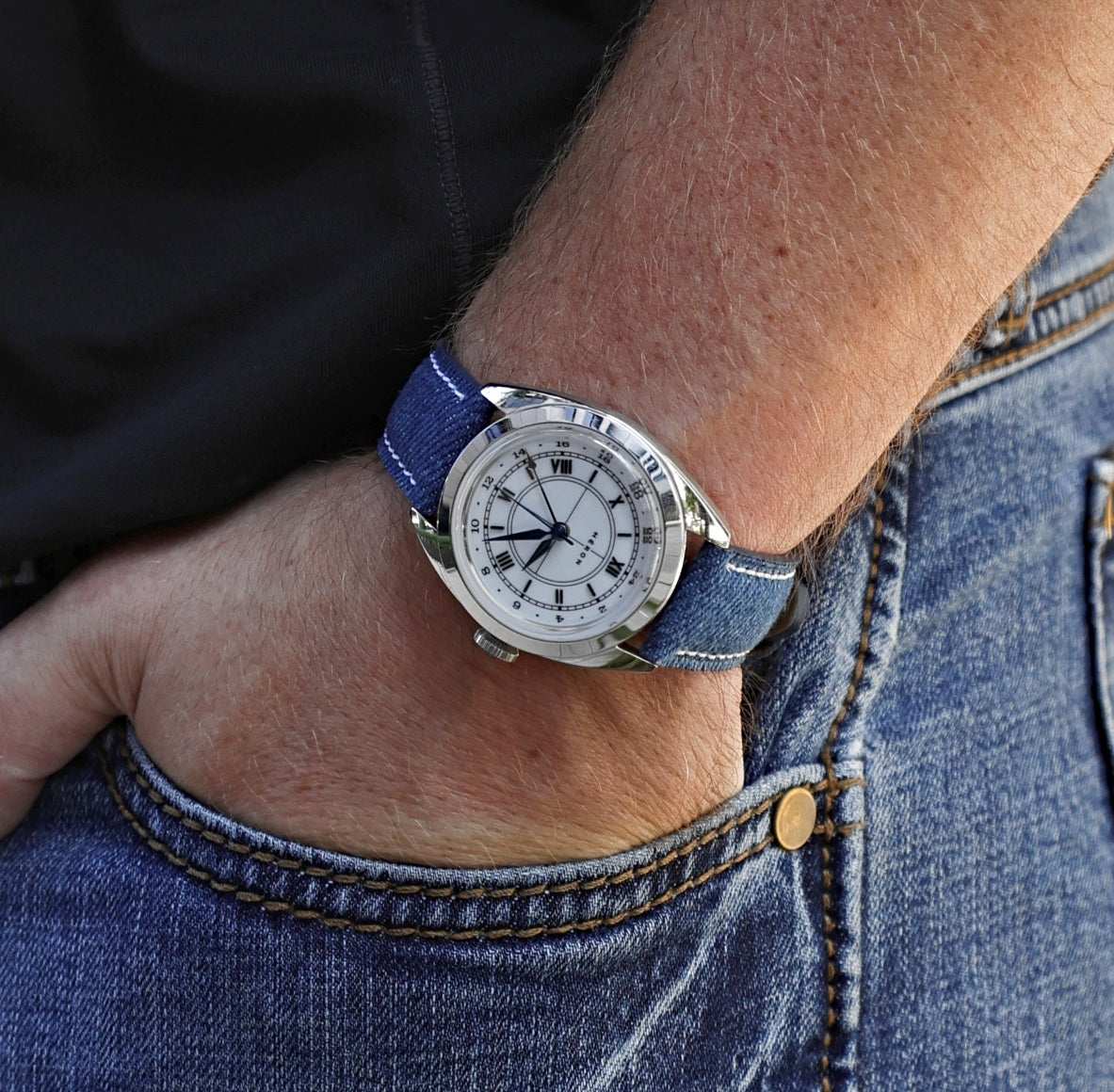 Denim Blue Jean Leather Watch Strap 20mm