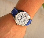 Ocean Blue Suede Leather Watch Strap 23mm