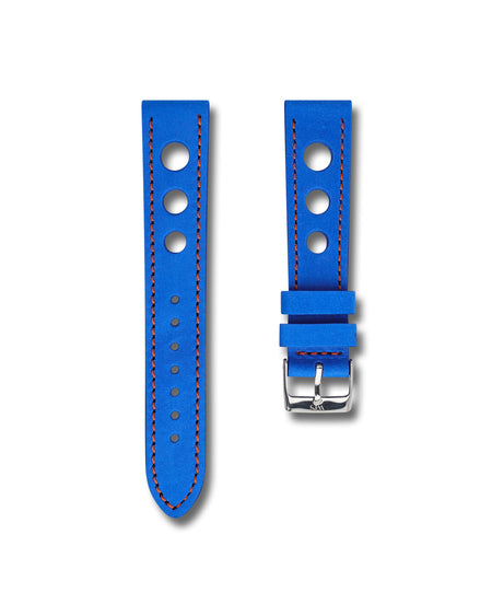 Electric Blue Nubuck Leather Rally Watch Strap 20mm