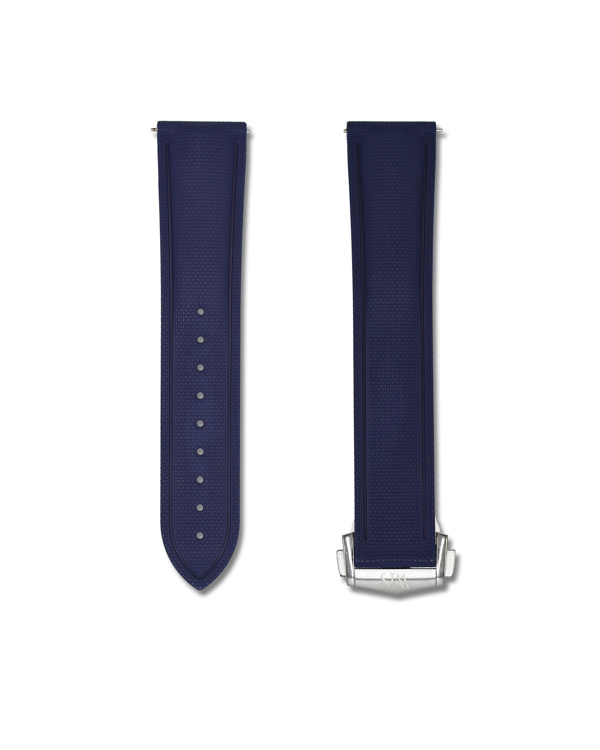 Marine Blue Deployant Clasp Quick Release Rubber Sailcloth Strap 22mm