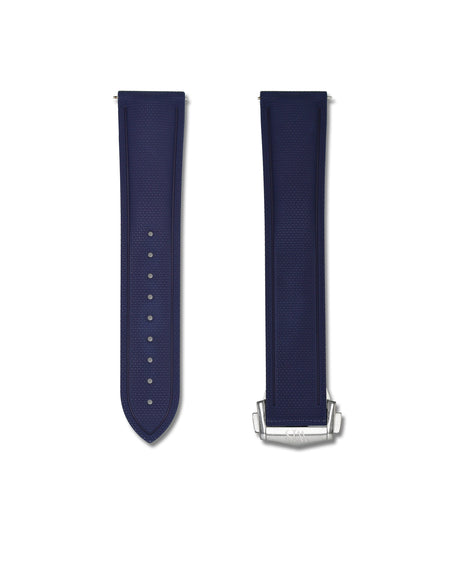 Marine Blue Deployant Clasp Quick Release Rubber Sailcloth Strap 22mm