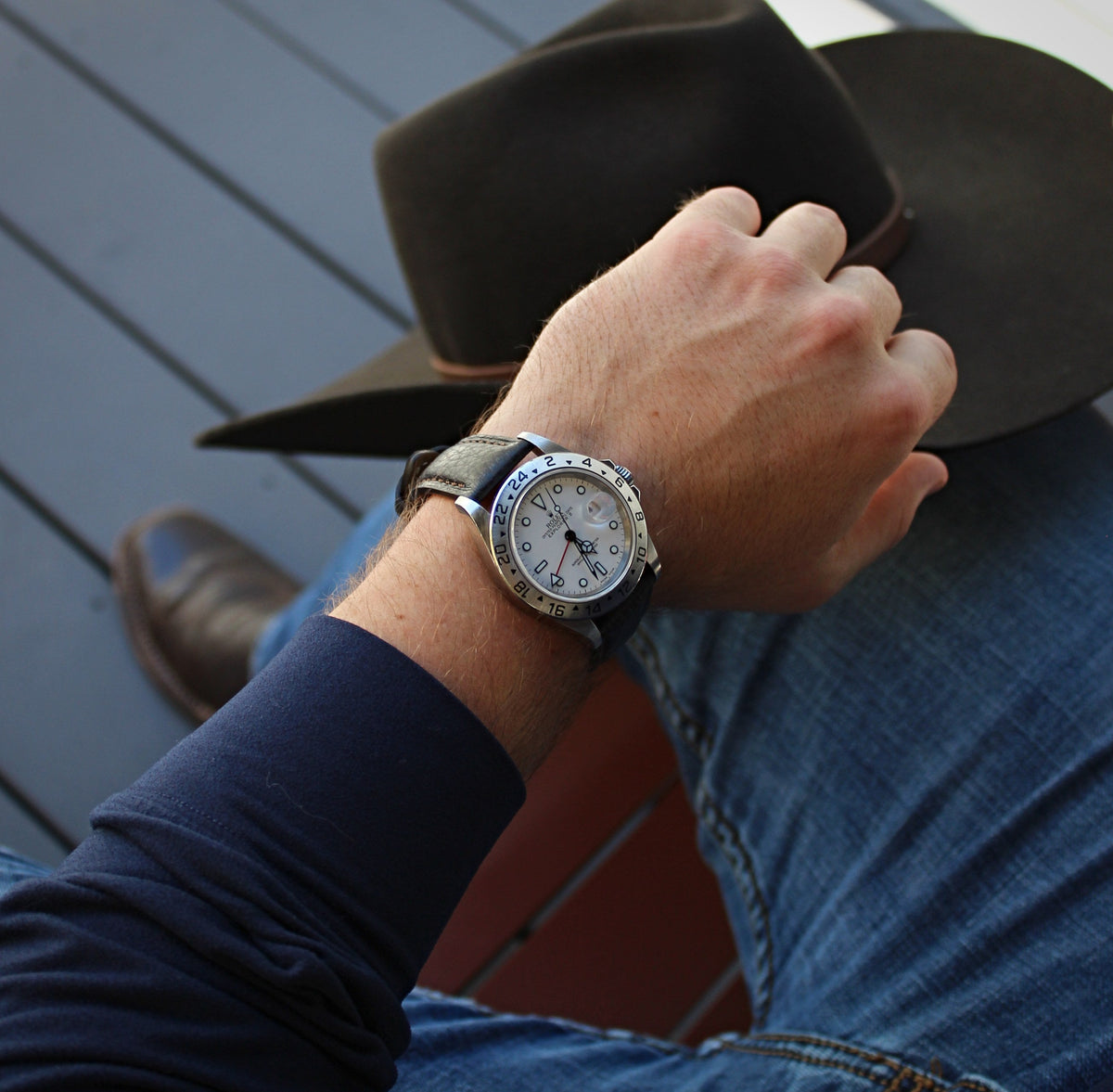 Chocolate Brown Deer Leather Watch Strap 22mm