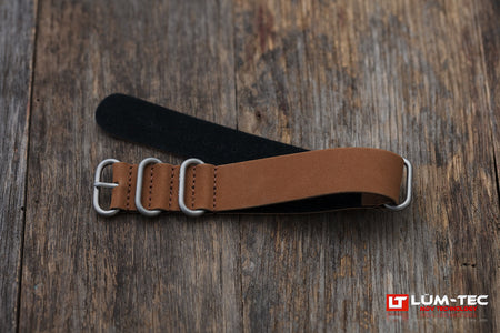LÜM-TEC Brown Leather Military SS Strap 22mm and 24mm