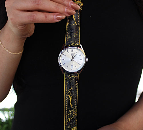 Bumblebee Bespoke Ostrich Shin Leather Watch Strap 22mm