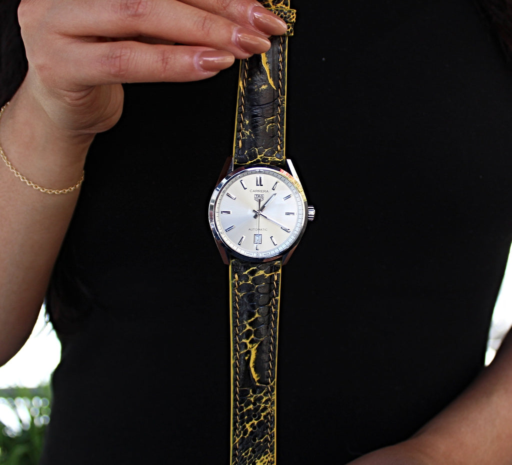 Bumblebee Bespoke Ostrich Shin Leather Watch Strap 20mm