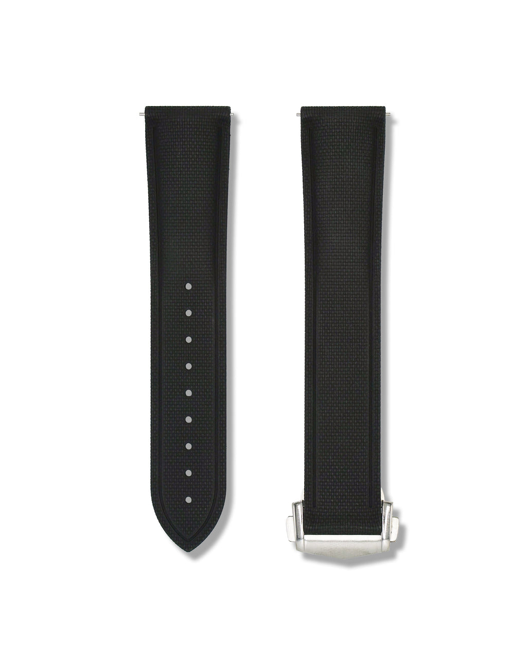 Tuxedo Black Deployant Clasp Quick Release Rubber Sailcloth Strap 19mm