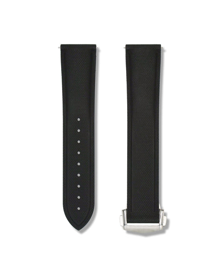 Tuxedo Black Deployant Clasp Quick Release Rubber Sailcloth Strap 19mm