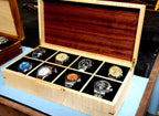 Curly Maple and Sapele Mahogany Watch Box - 8 Watch Compartments