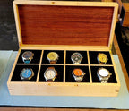 Curly Maple and Sapele Mahogany Watch Box - 8 Watch Compartments
