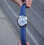 Denim Blue Jean Leather Watch Strap 22mm