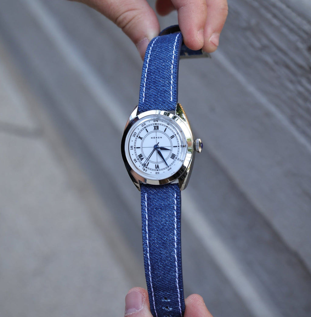 Denim Blue Jean Leather Watch Strap 20mm
