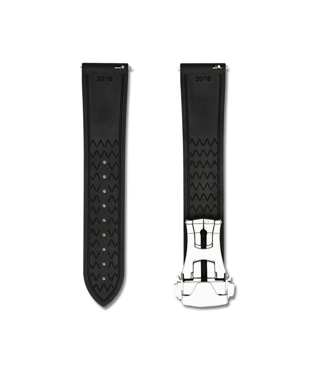 Tuxedo Black Deployant Clasp Quick Release Rubber Sailcloth Strap 20mm