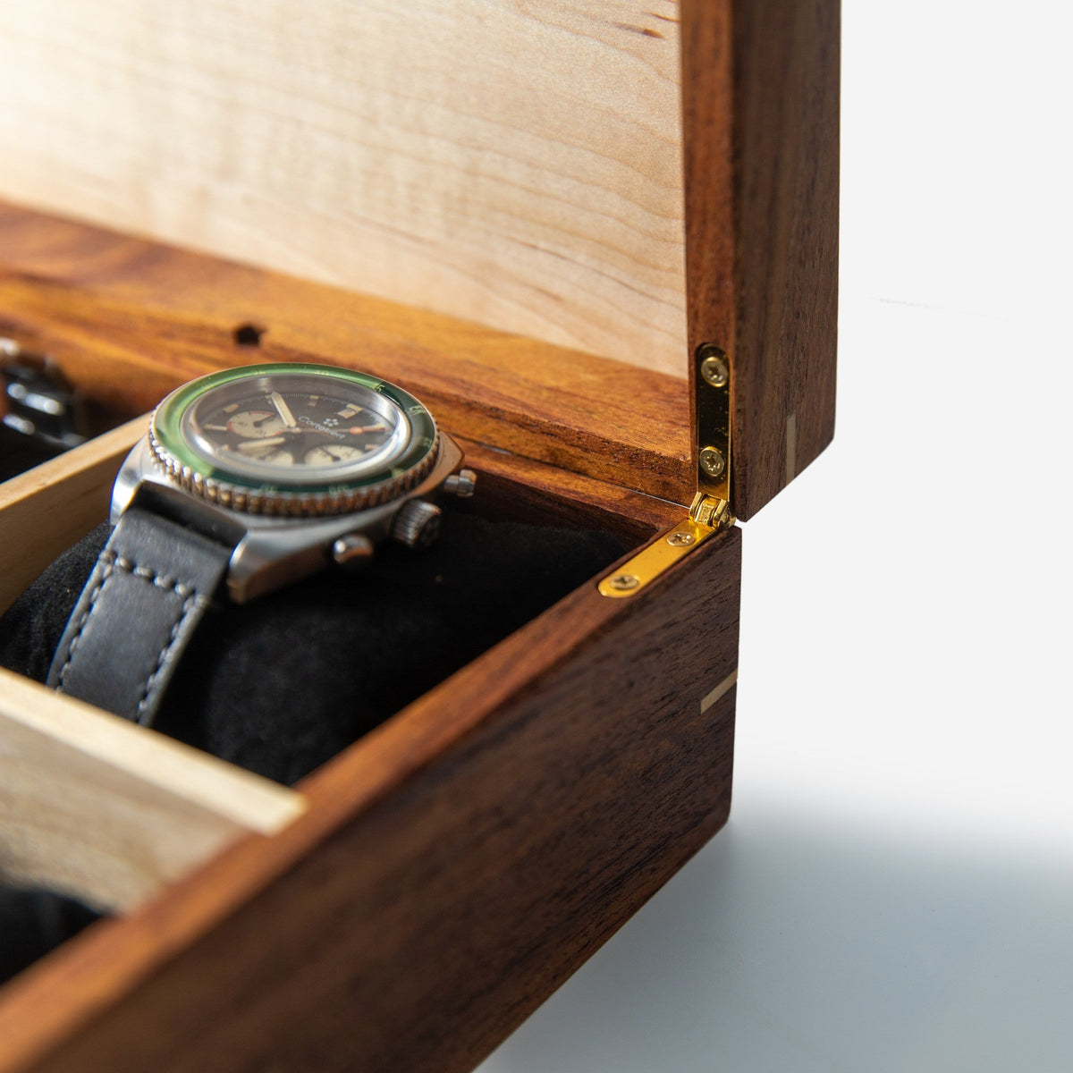 Desert Mesquite and Curly Maple Watch Box - 8 Watch Compartments