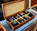 Desert Mesquite and Curly Maple Watch Box - 8 Watch Compartments