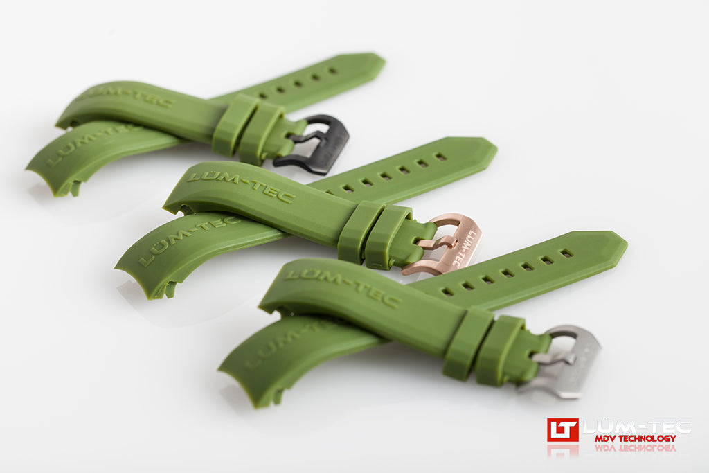 LÜM-TEC Combat B/RR Series/400M Green Rubber Strap 22mm