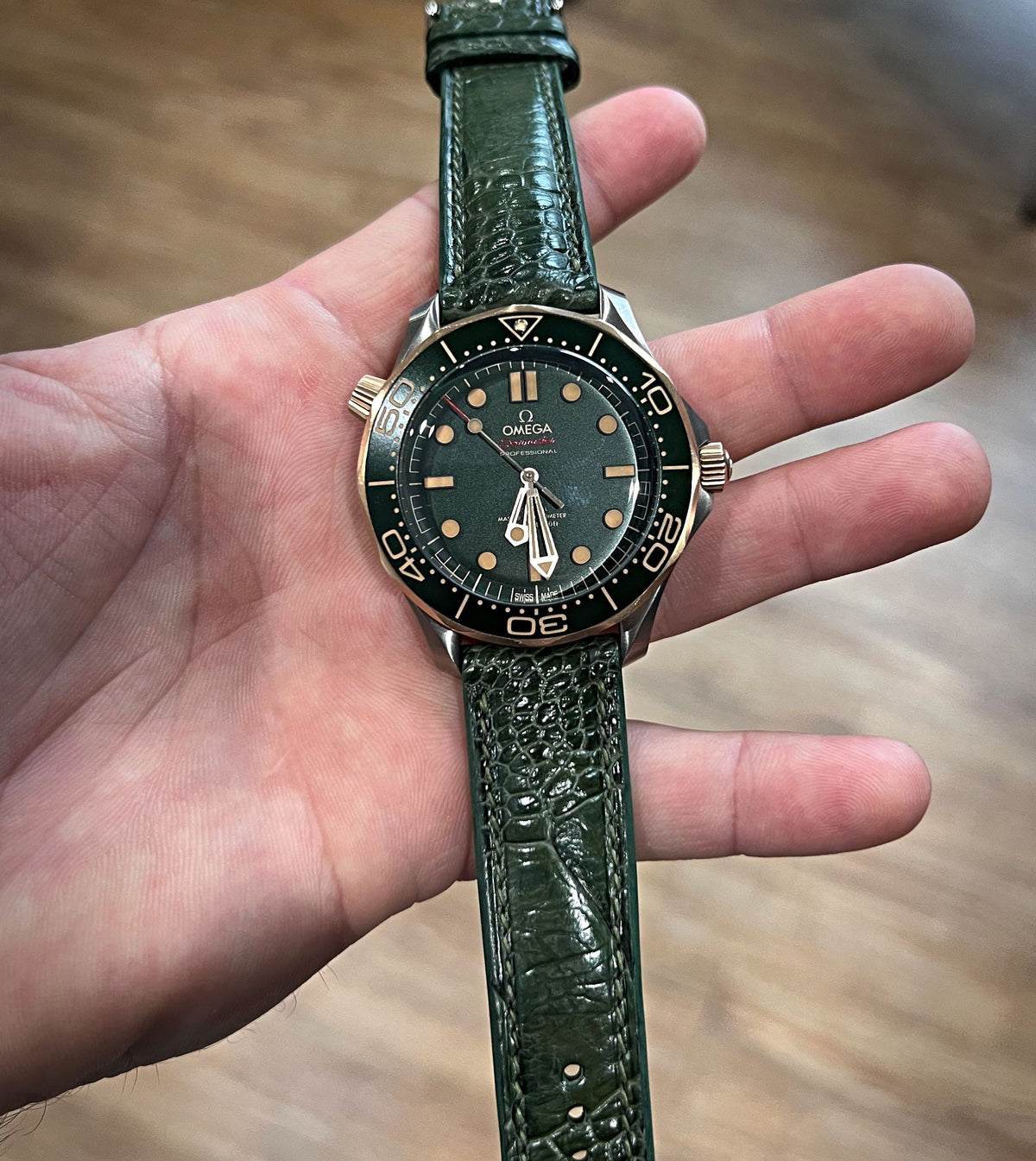 Emerald Green Bespoke Ostrich Shin Leather Watch Strap 20mm