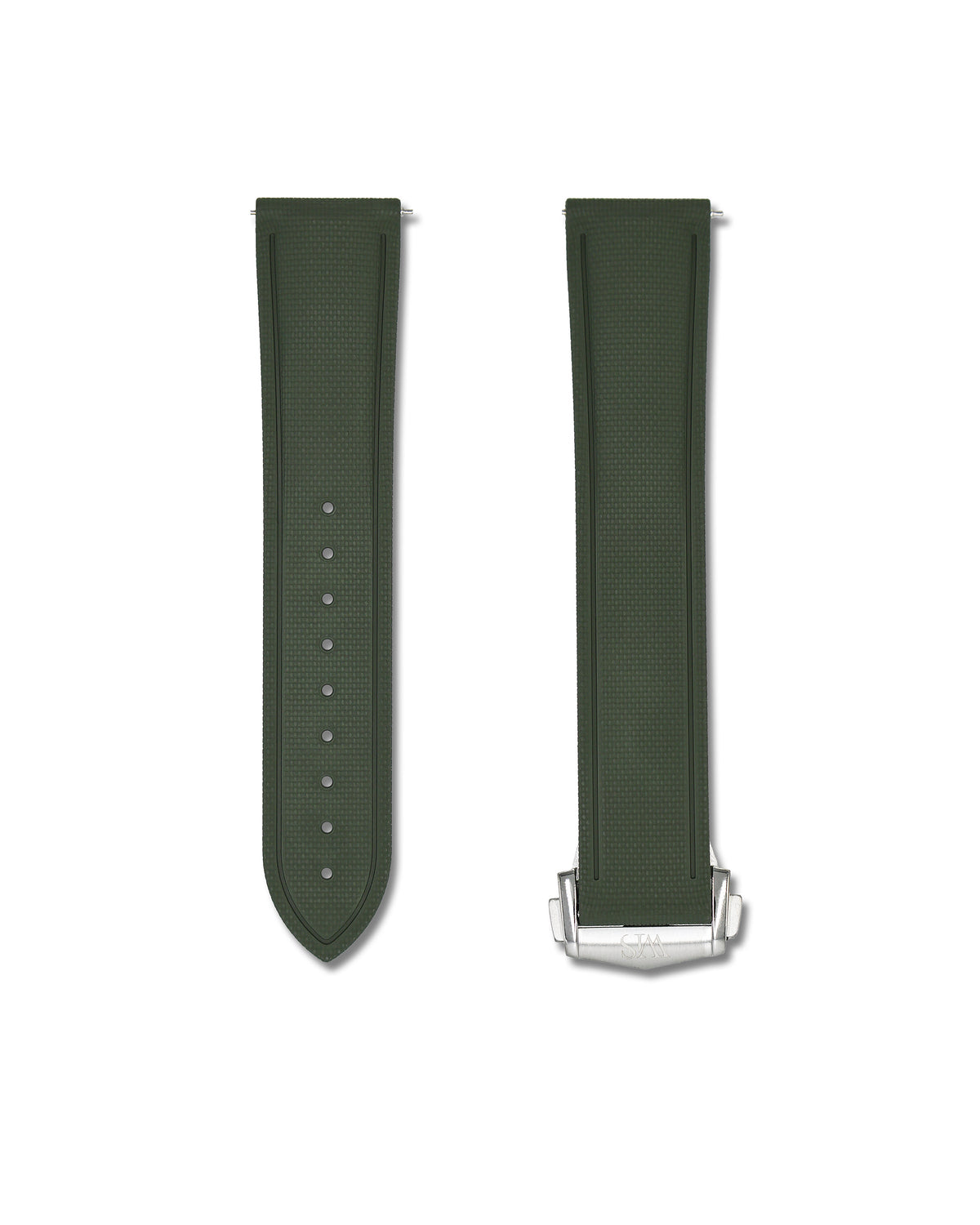 Forest Green Deployant Clasp Quick Release Rubber Sailcloth Strap 22mm