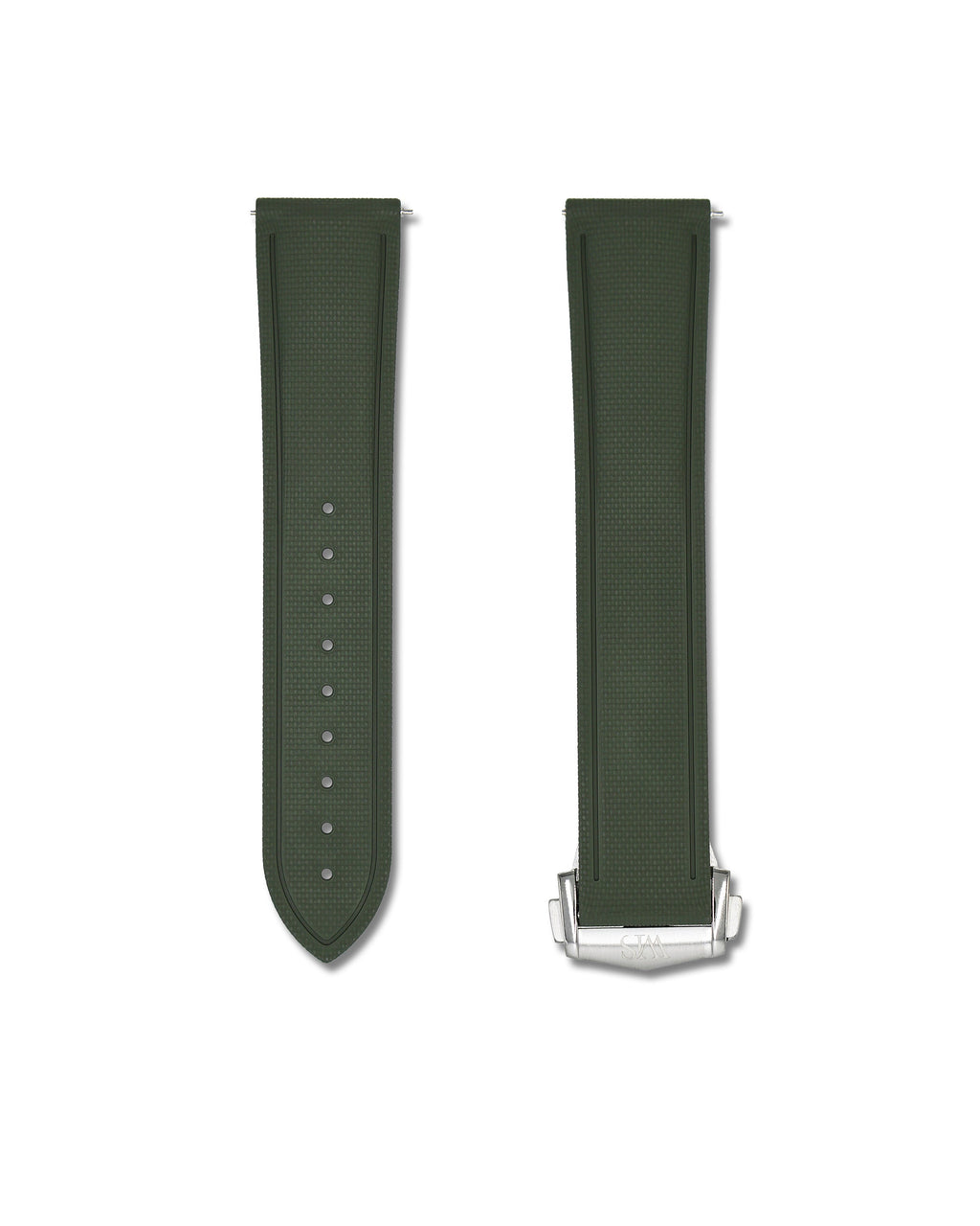 Forest Green Deployant Clasp Quick Release Rubber Sailcloth Strap 18mm