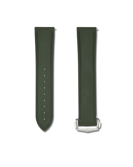 Forest Green Deployant Clasp Quick Release Rubber Sailcloth Strap 18mm