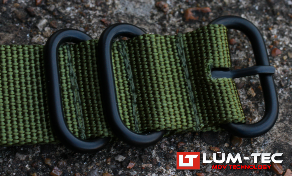 LÜM-TEC Green Nylon Military Style Strap PVD Hardware 22mm and 24mm
