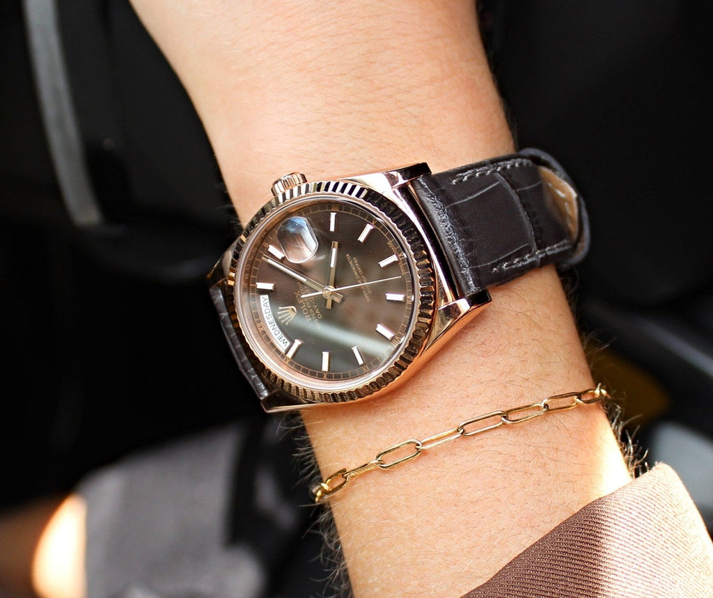 Charcoal Grey Alligator Leather Watch Strap 22mm