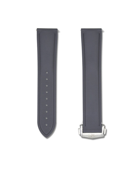 Slate Grey Deployant Clasp Quick Release Rubber Sailcloth Strap 24mm