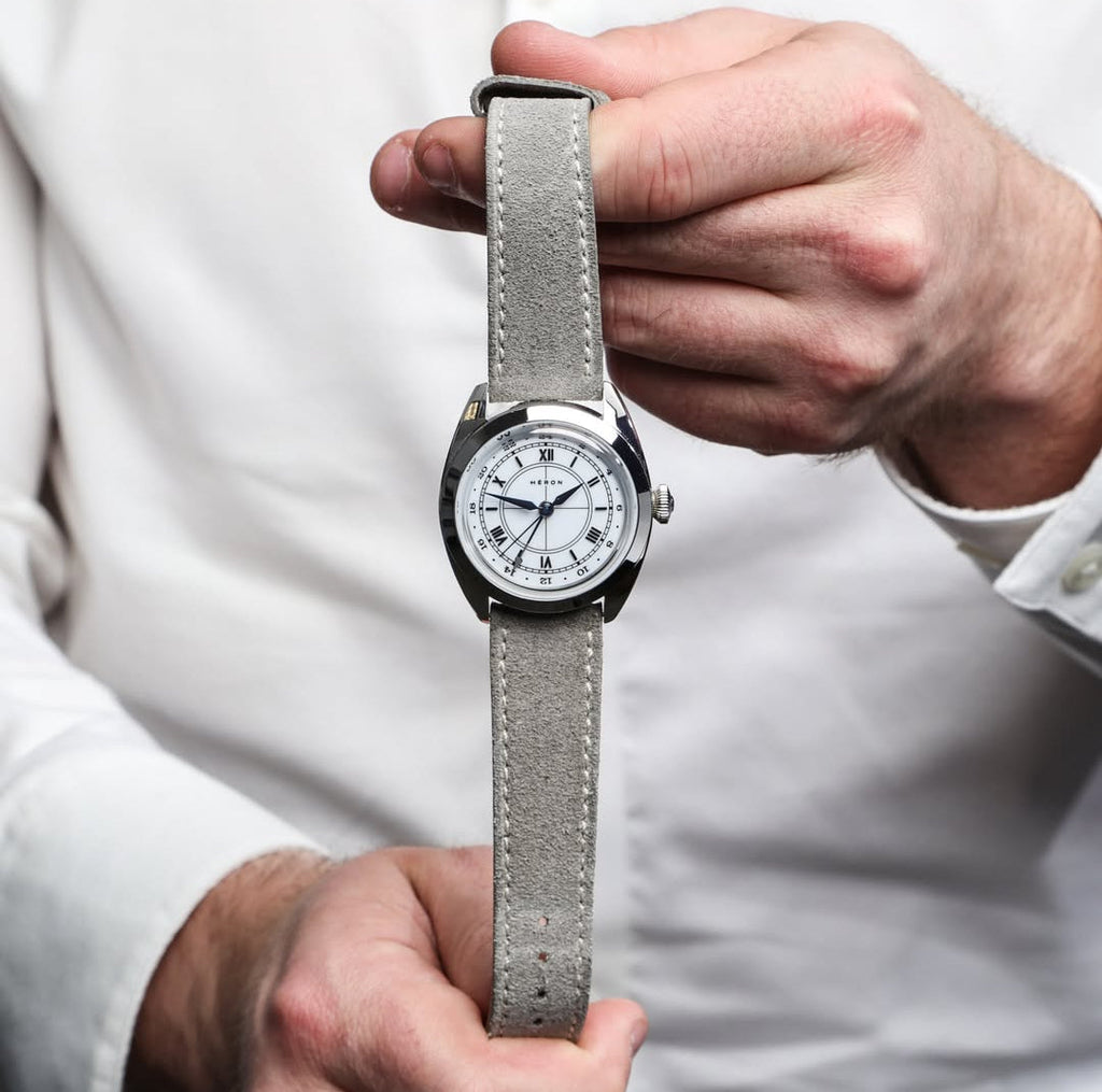 Slate Grey Suede Leather Watch Strap 22mm