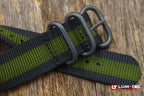 LÜM-TEC Black with Green Striped Military Strap
