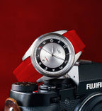 Crimson Red Curved Rubber Strap 20mm