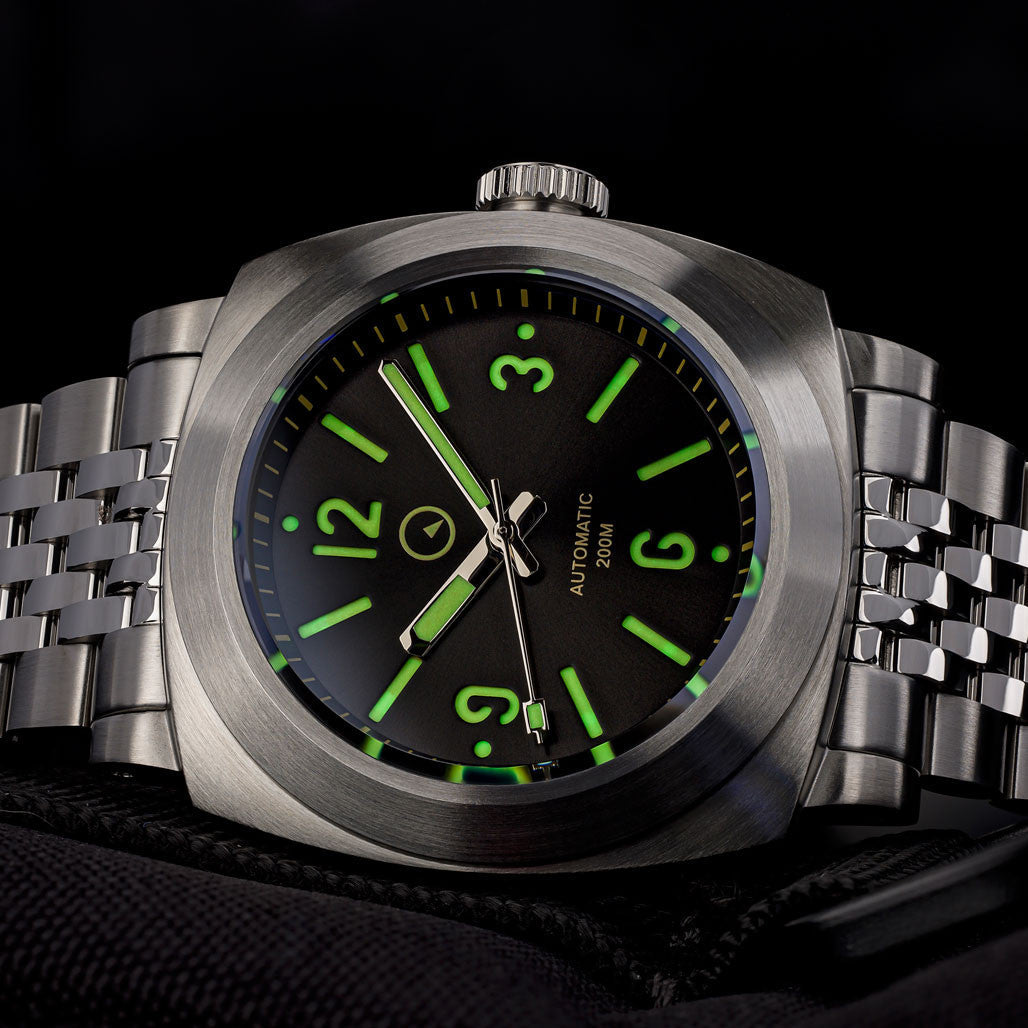 Islander Black Sandwich Dial Automatic Dive Watch with AR Sapphire Crystal, and Pilot Bezel #ISL-80