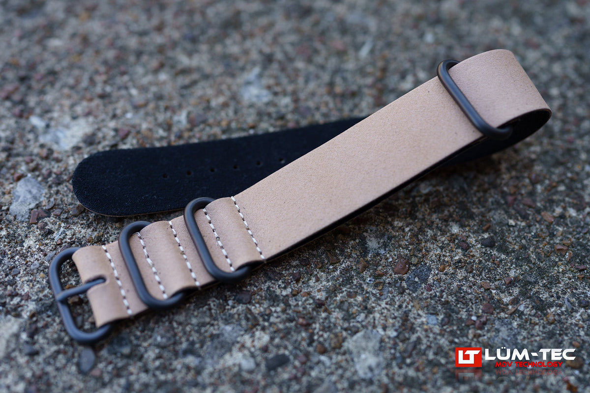 LÜM-TEC Brown Leather Military PVD Strap 22 and 24mm