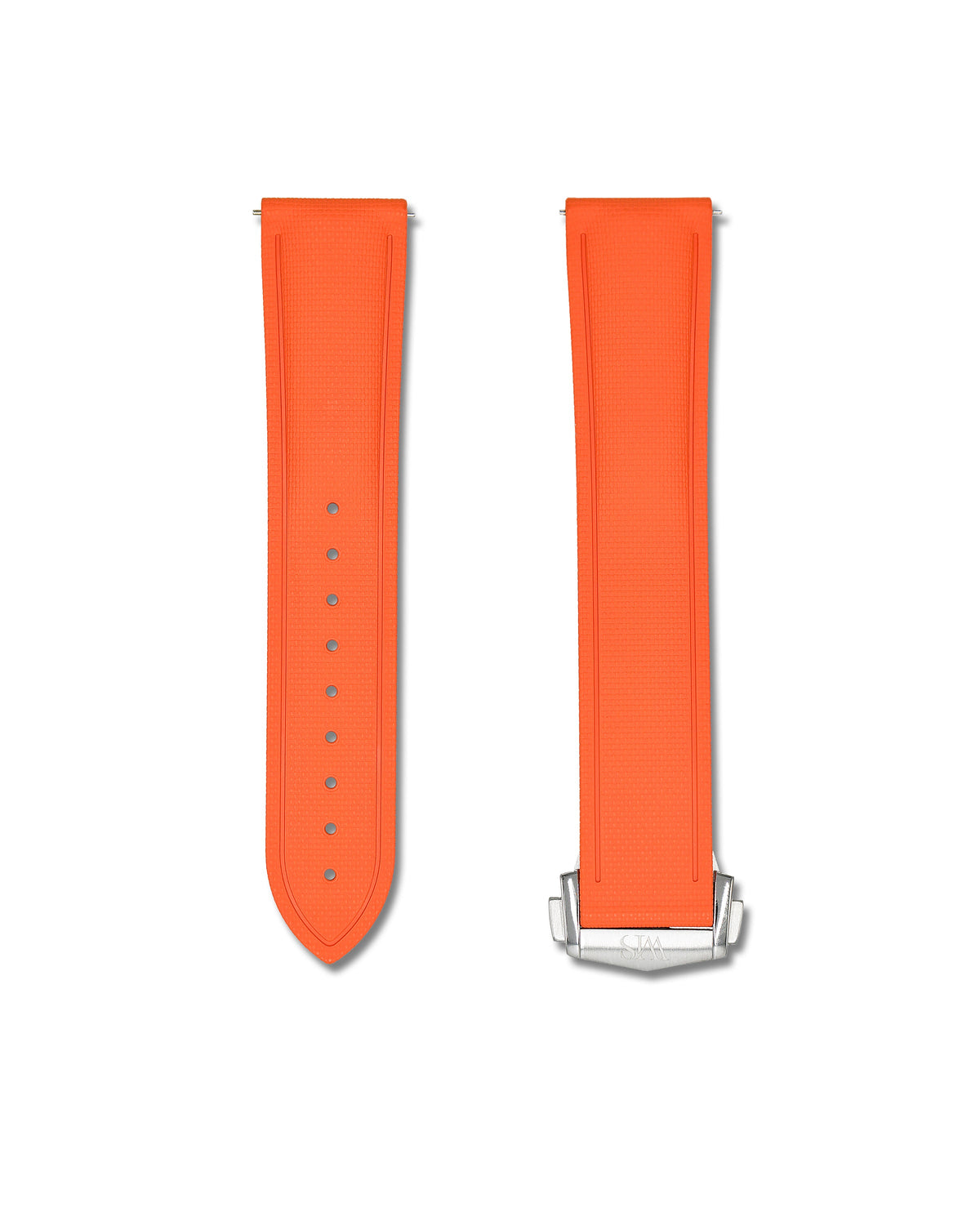 Tangerine Orange Deployant Clasp Quick Release Rubber Sailcloth Strap 18mm