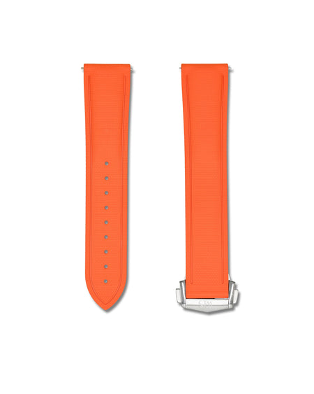 Tangerine Orange Deployant Clasp Quick Release Rubber Sailcloth Strap 23mm