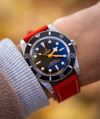 Salmon Red Suede Leather Watch Strap 22mm