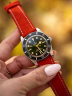 Salmon Red Suede Leather Watch Strap 20mm